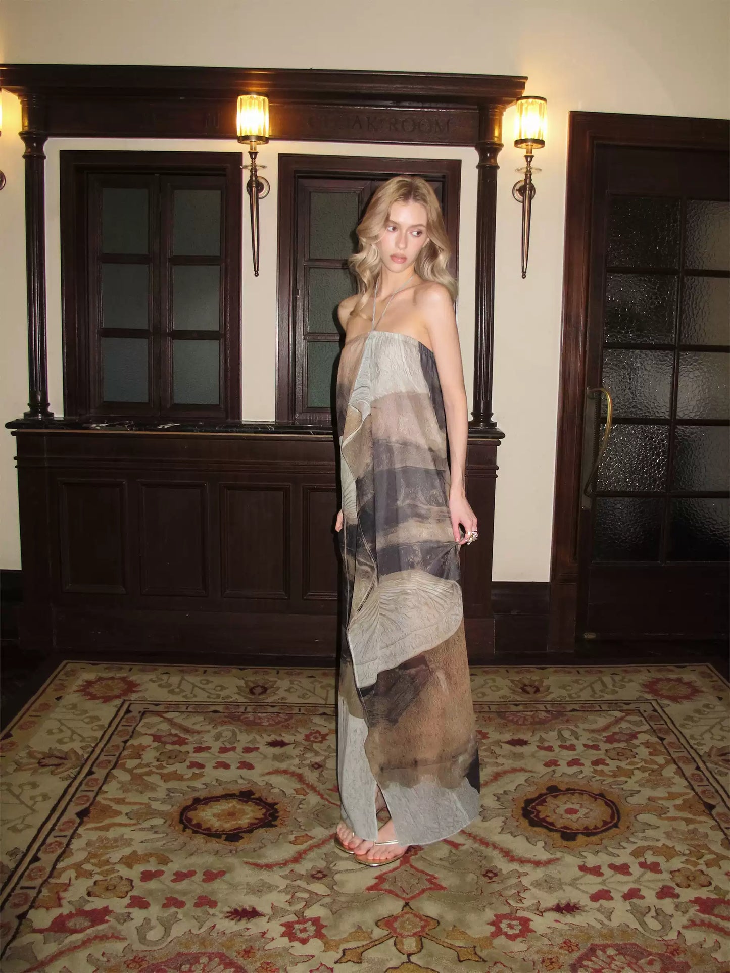 0122stepll | Rive Gauche Gallery Halter Maxi Dress