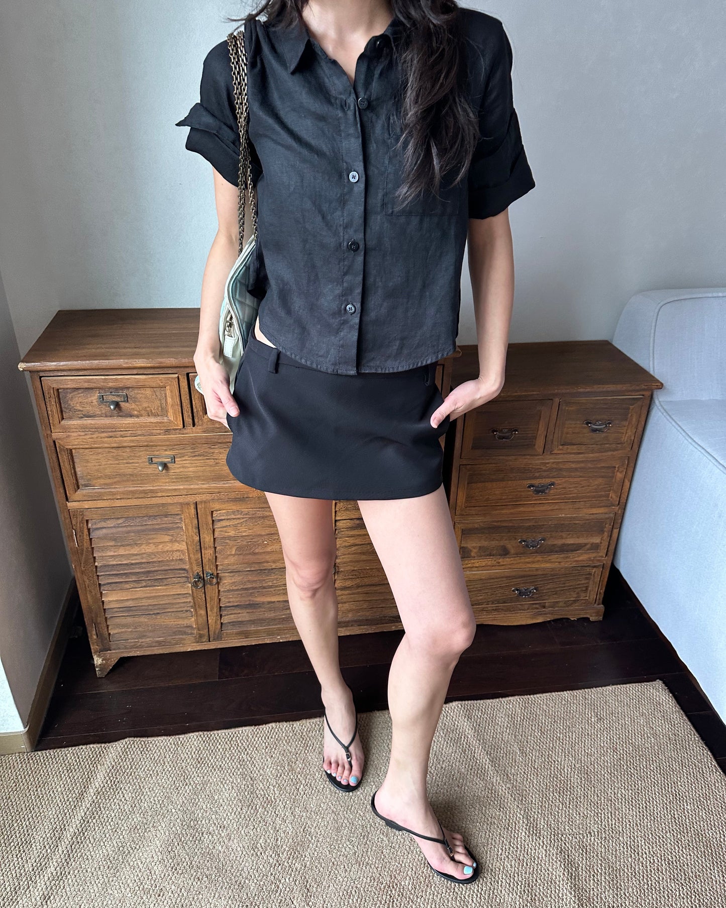 Elle | Rolled Sleeve Linen Shirt