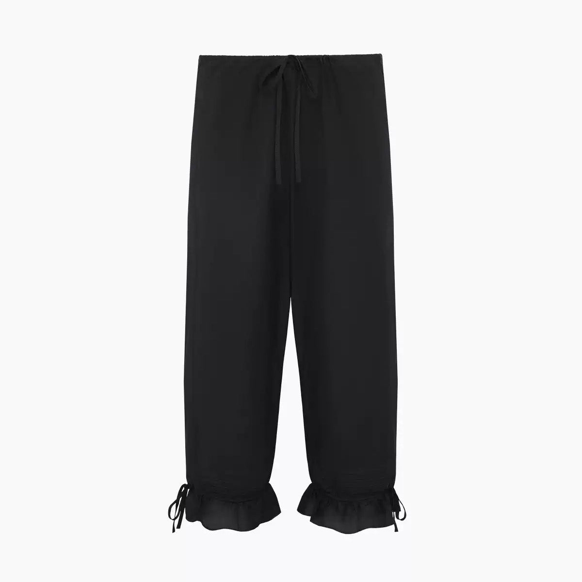 Elle | Ruffle Hem Cotton Capri Pants
