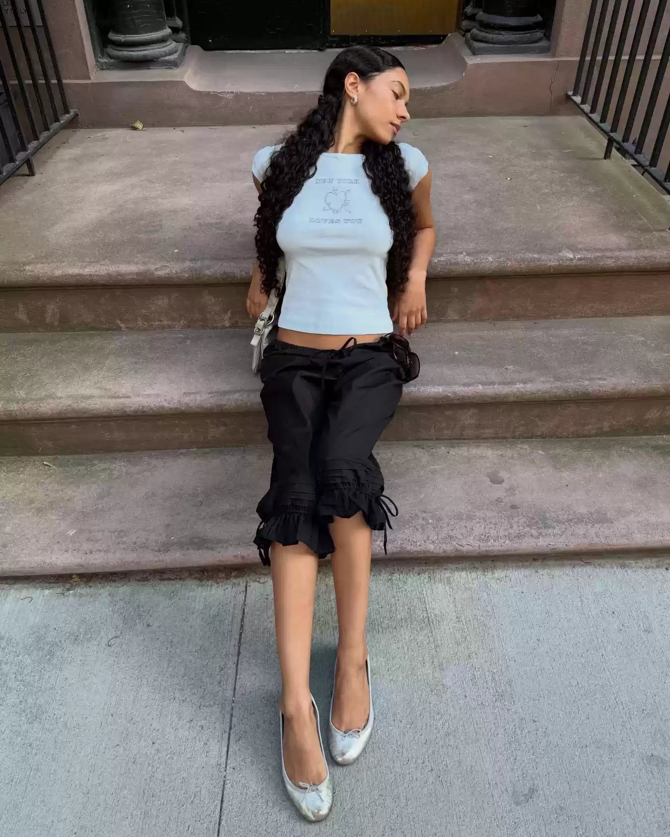 Elle | Ruffle Hem Cotton Capri Pants