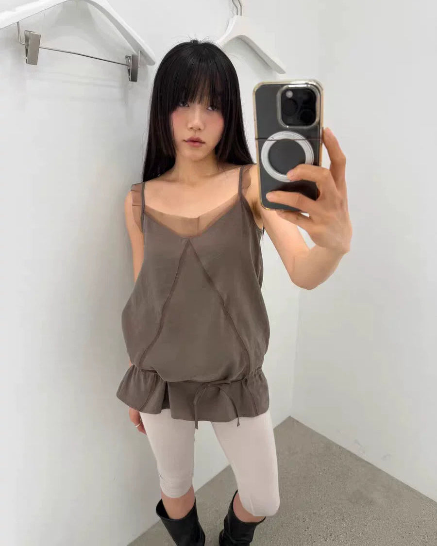 Eihey | Sheer Mesh Bubble Hem Cami