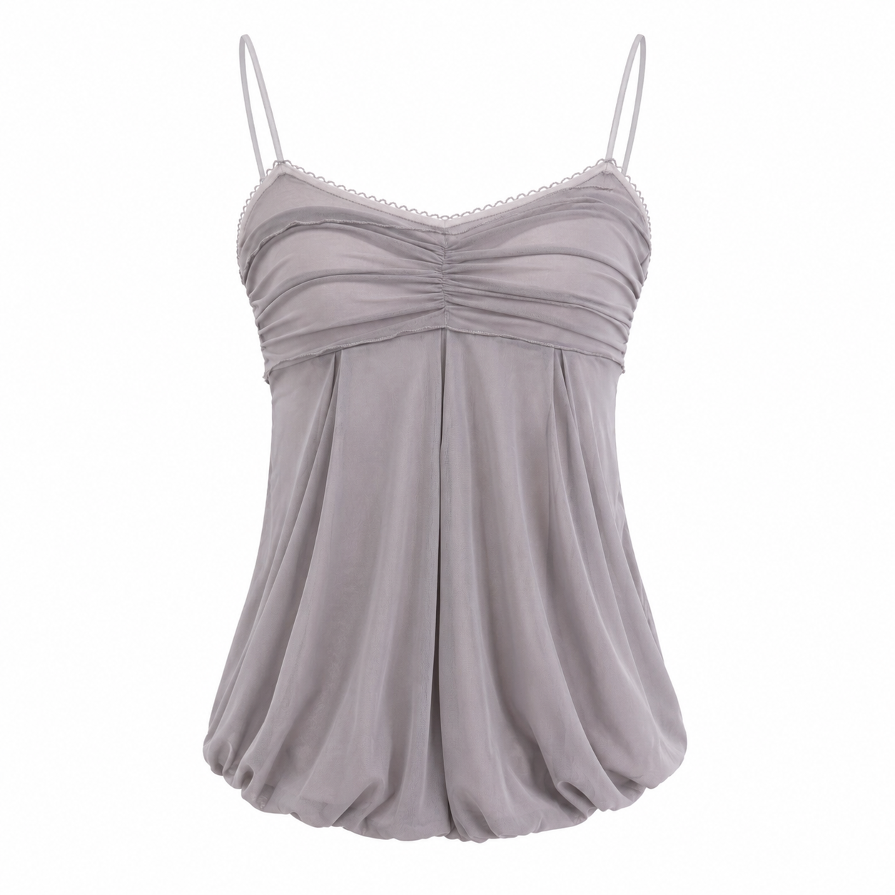 Elle | Sheer Mesh Ruched Cami Top