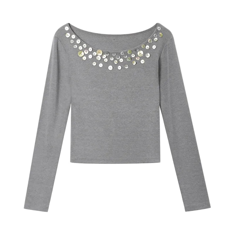 Shell Button Off-Shoulder Top