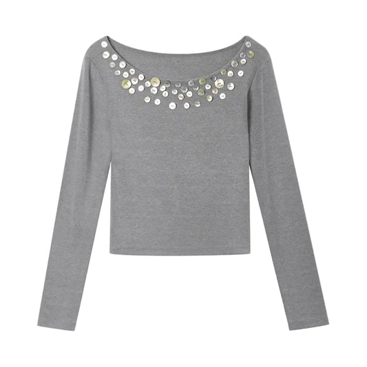 Shell Button Off-Shoulder Top