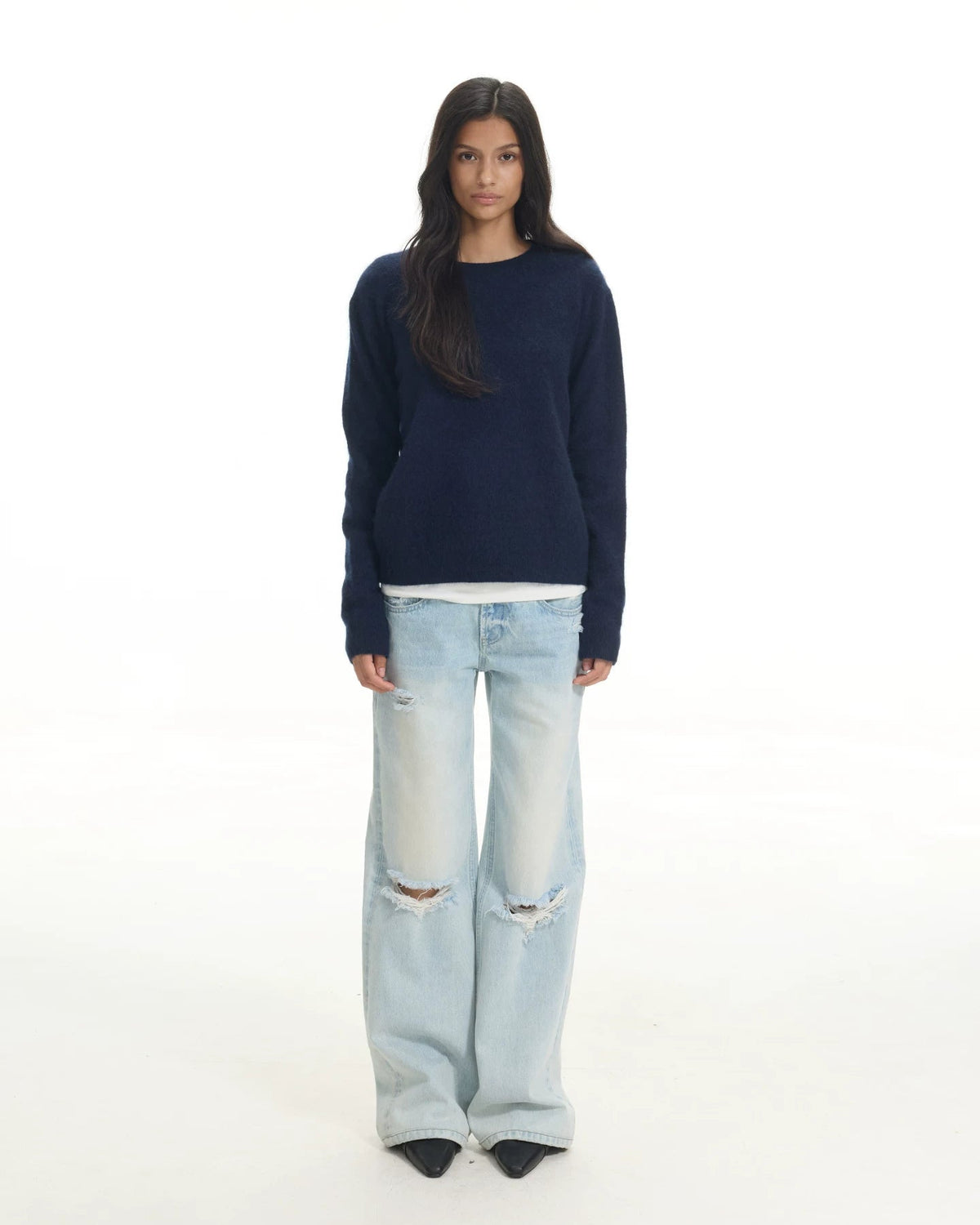 Silk Cashmere Wool Crewneck Sweater