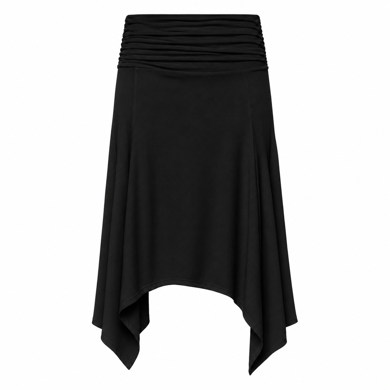 Elle | Soffiano Low-Rise Ruched Asymmetric Skirt