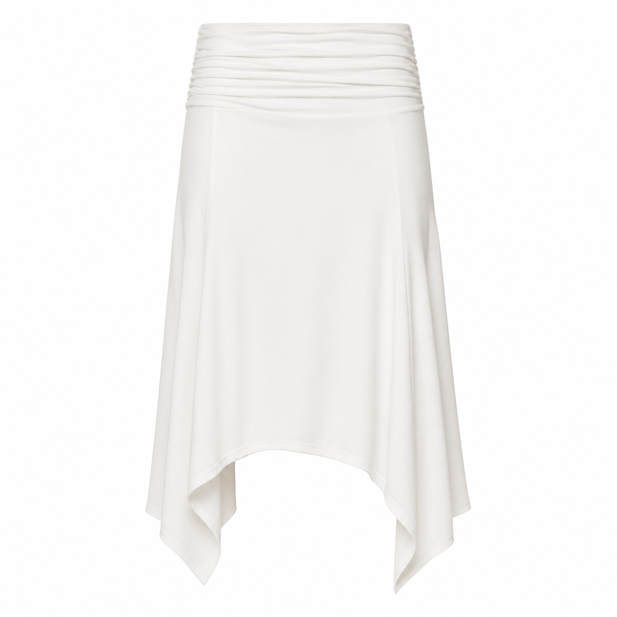 Elle | Soffiano Low-Rise Ruched Asymmetric Skirt