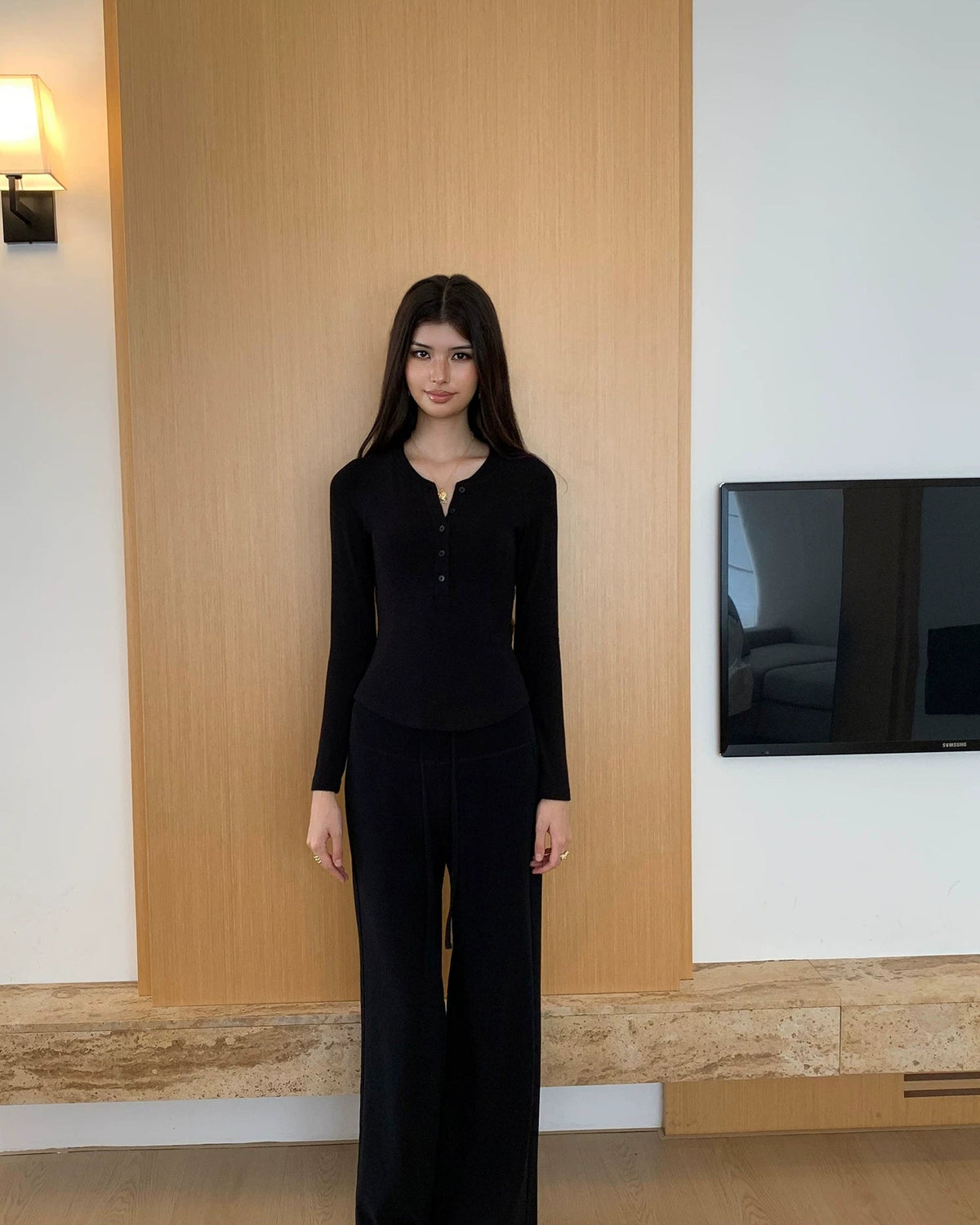 Soft Drawstring Wide-Leg Pants