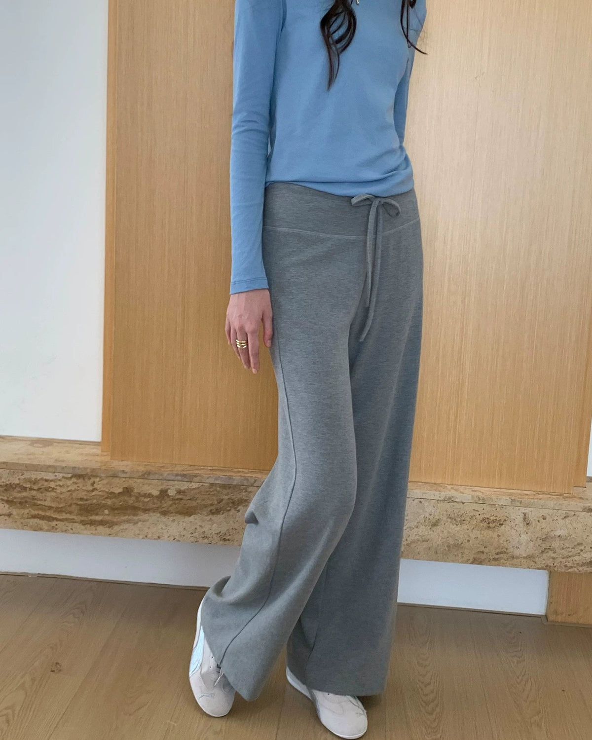 Soft Drawstring Wide-Leg Pants