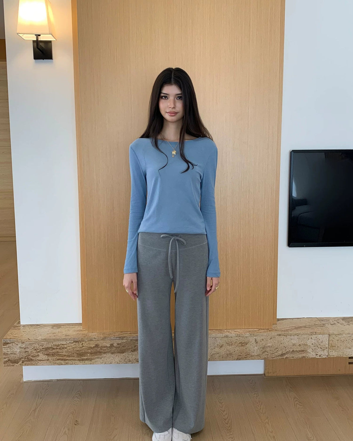 Soft Drawstring Wide-Leg Pants