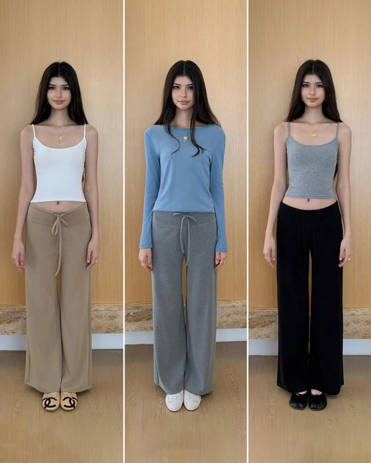 Soft Drawstring Wide-Leg Pants