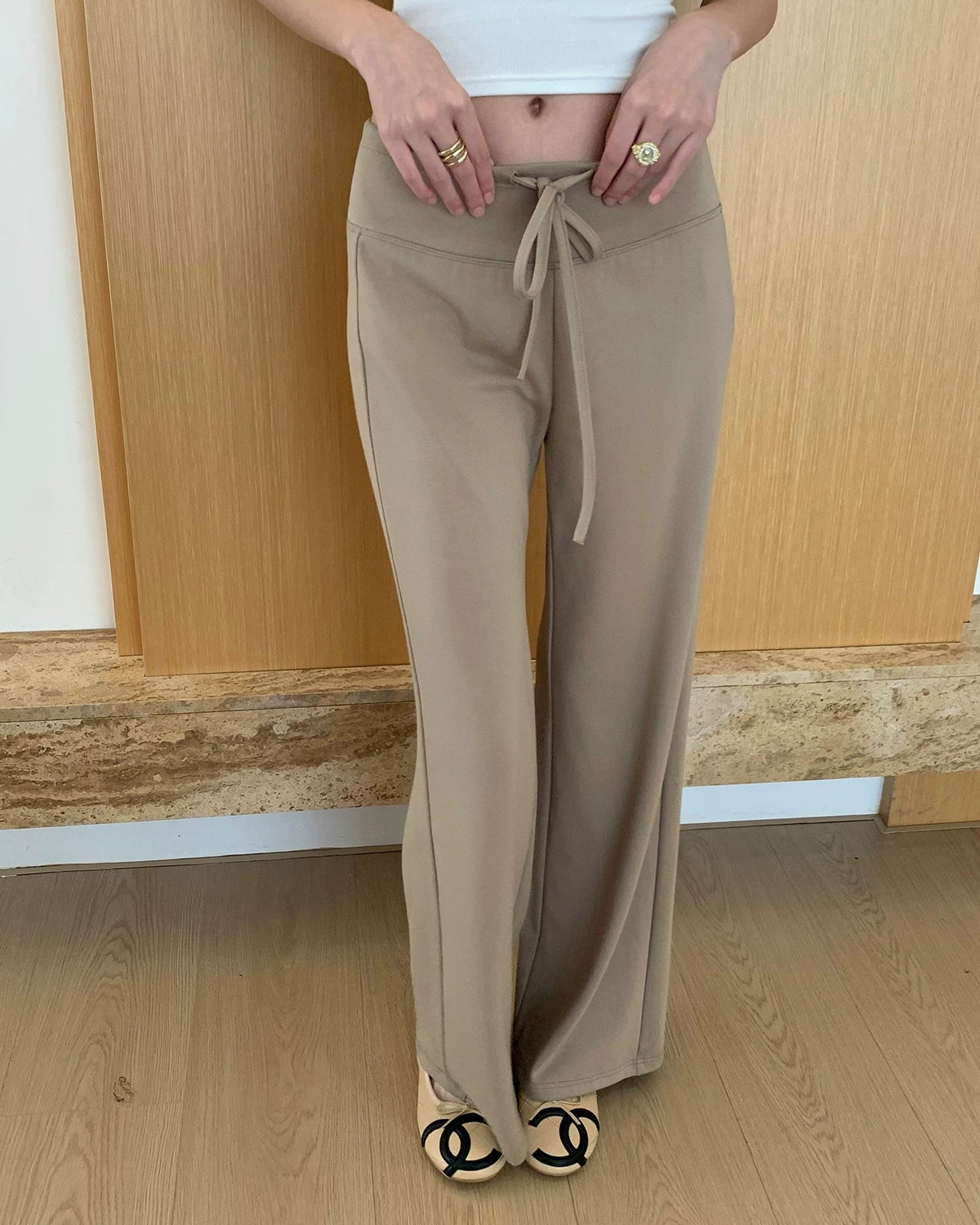 Soft Drawstring Wide-Leg Pants