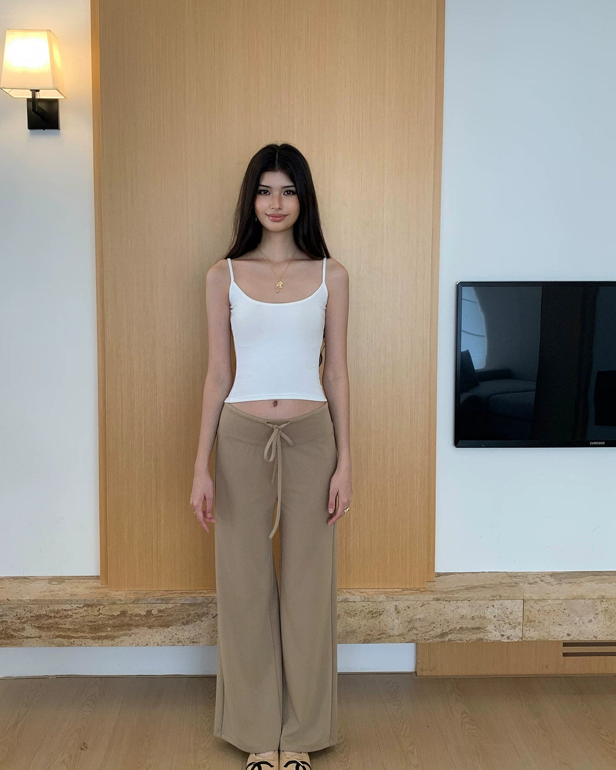 Soft Drawstring Wide-Leg Pants