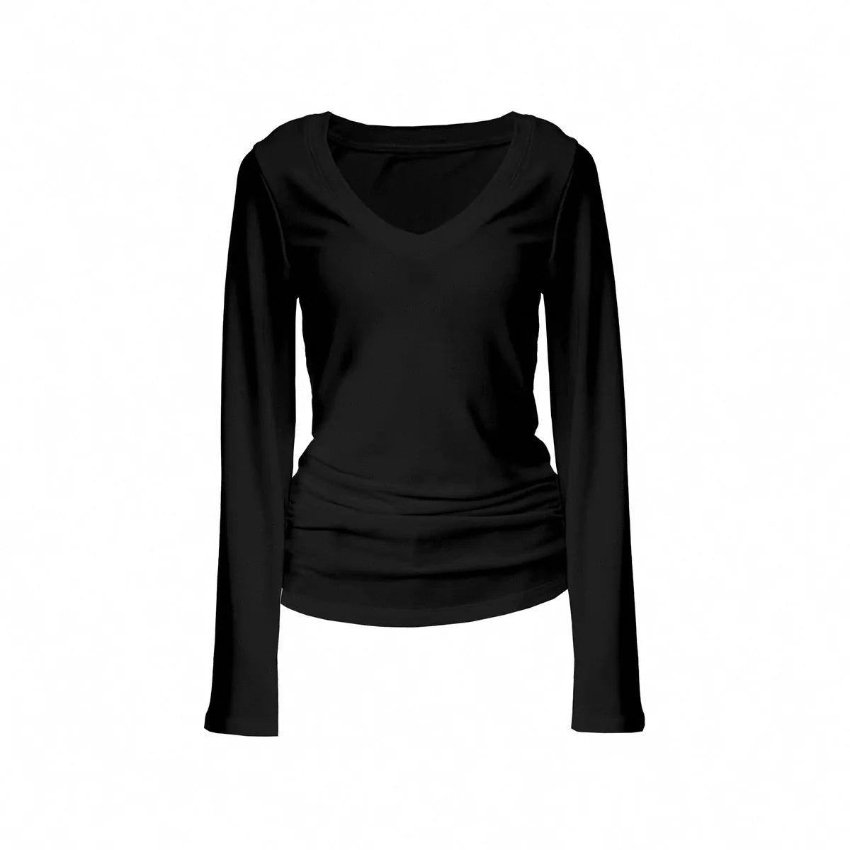 Soft Layer V-Neck Tencel Wool Long Sleeve Top