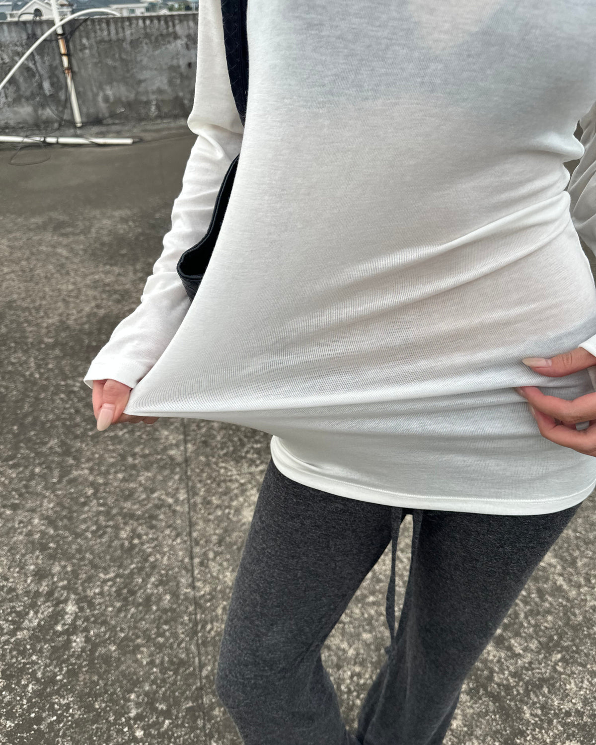 Soft Layer V-Neck Tencel Wool Long Sleeve Top