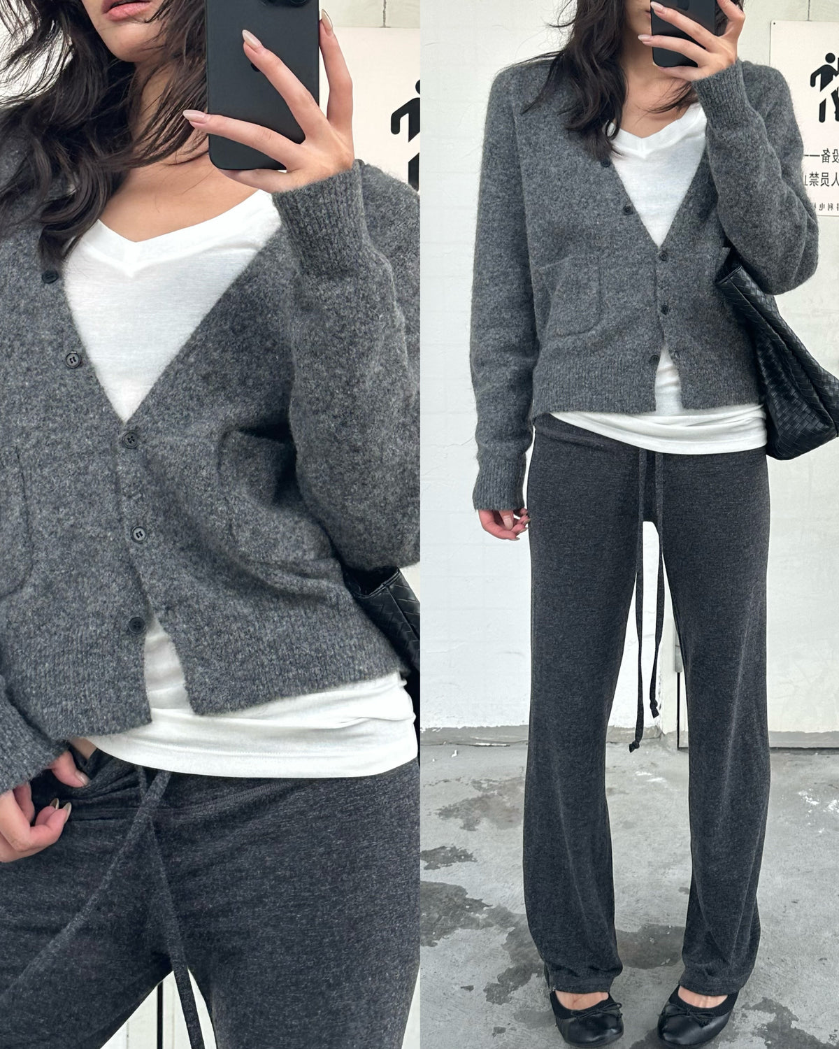 Soft Layer V-Neck Tencel Wool Long Sleeve Top