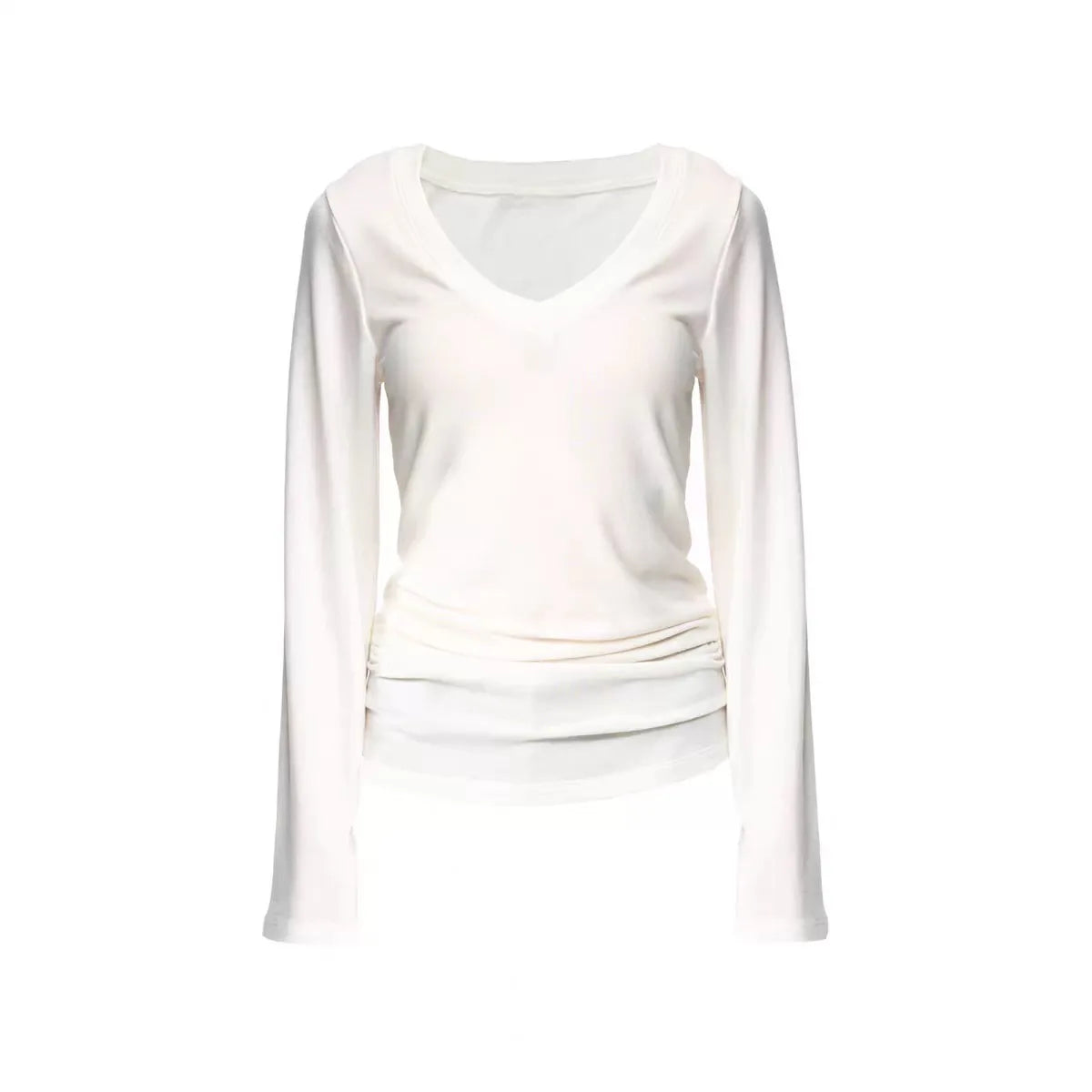 Soft Layer V-Neck Tencel Wool Long Sleeve Top