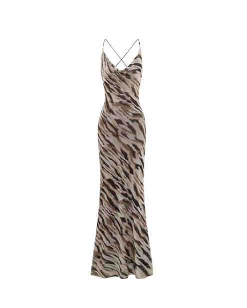 0122stepll | Strappy Print Maxi Dress