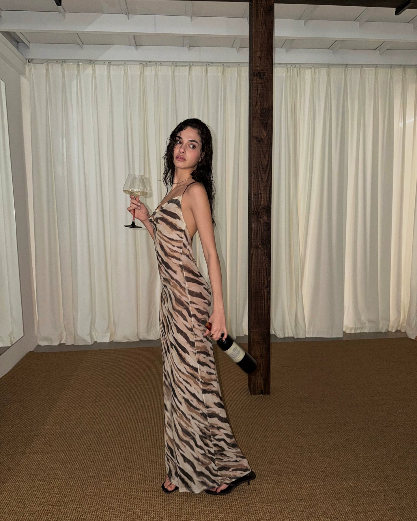 0122stepll | Strappy Print Maxi Dress