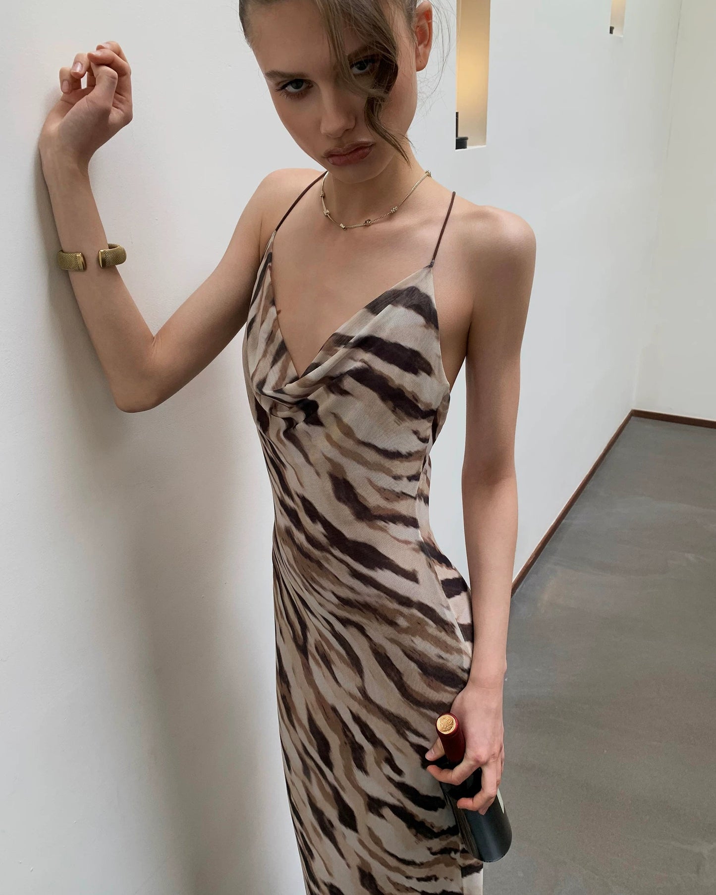 0122stepll | Strappy Print Maxi Dress