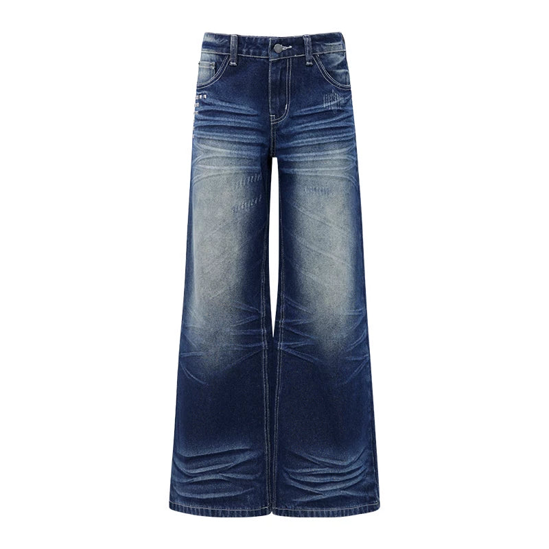 Studded Cross Vintage Wash Wide-Leg Jeans