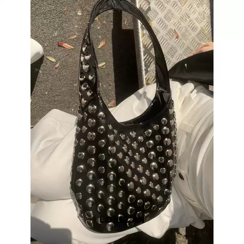 Studded Dot Hobo Bag