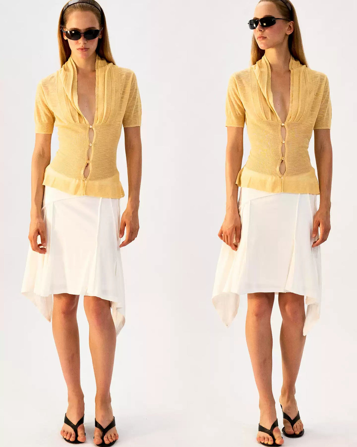 The No Extra Details Ruched V-Neck Knit Top