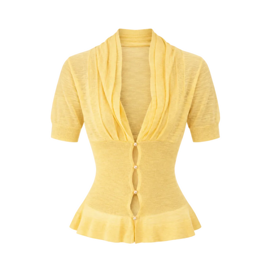 The No Extra Details Ruched V-Neck Knit Top