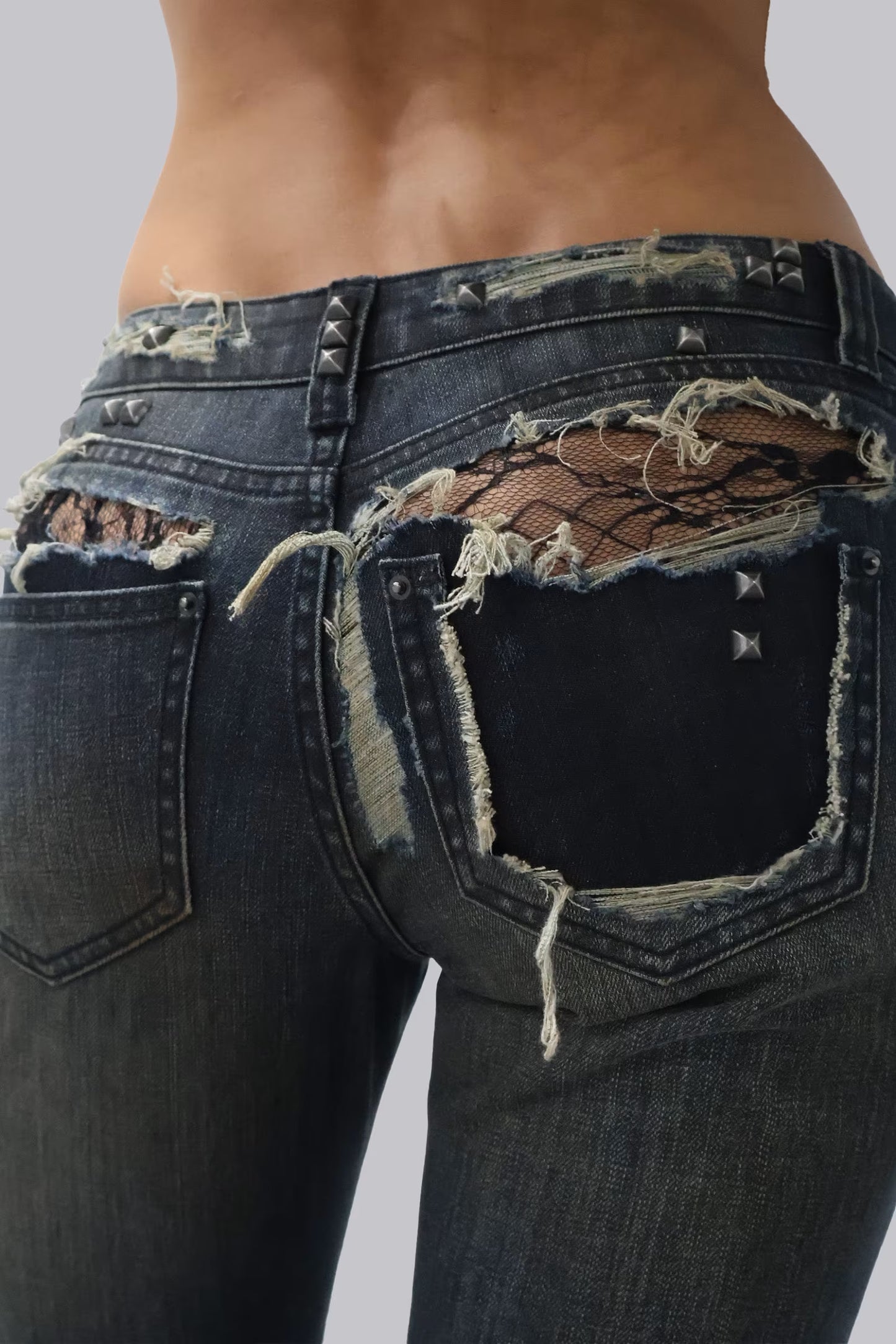 GoodNight | Tori Distressed Lace Low Rise Bootcut Jeans