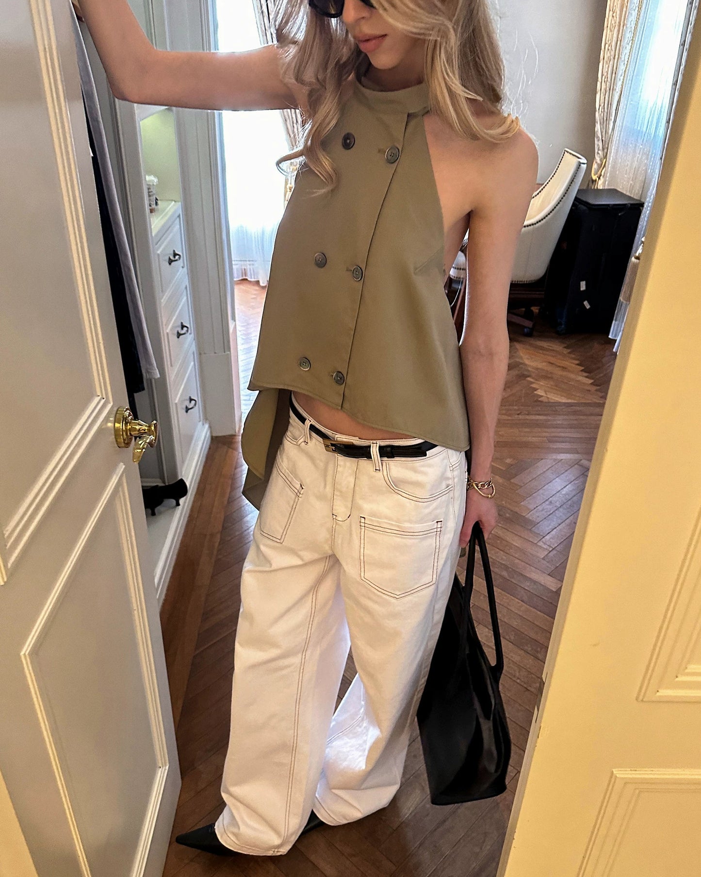 0122stepll | Trench Inspired Halter Vest Top