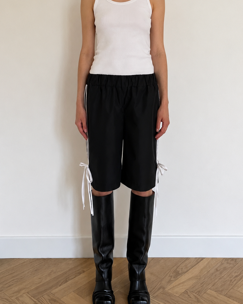 Elle ｜Triple-Stripe Bow Capri Pants