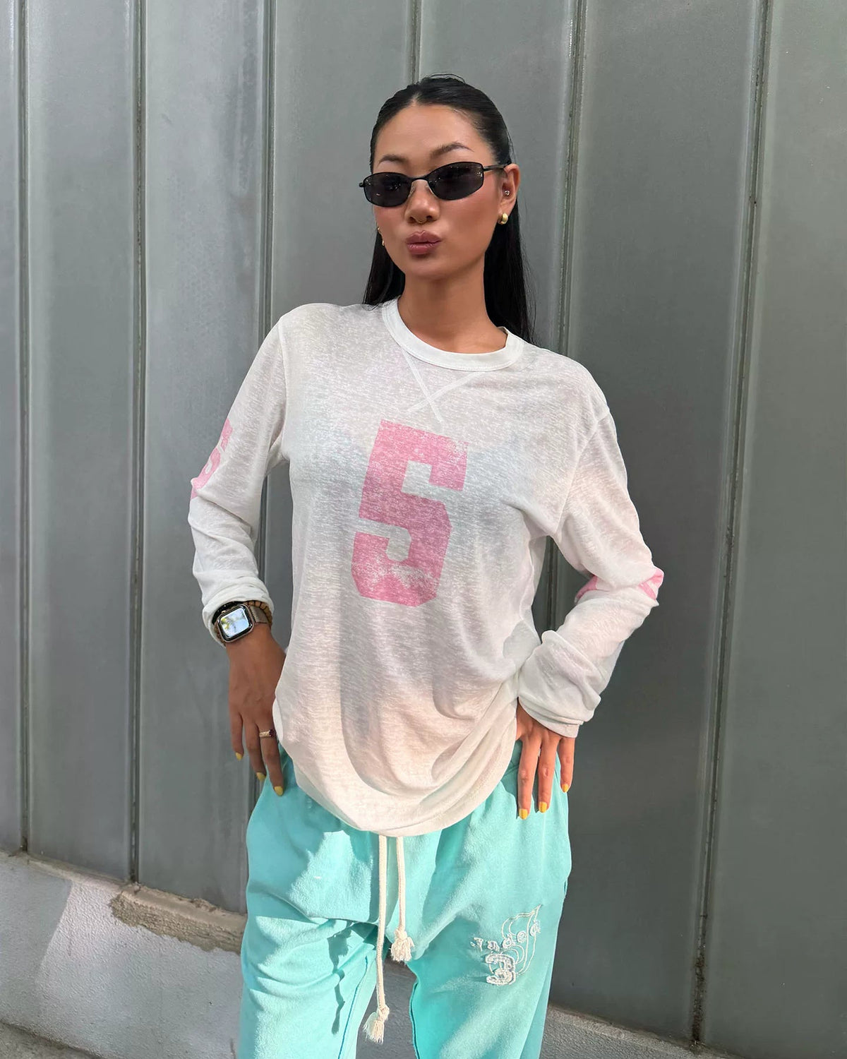 Varsity 5 Sheer Long Sleeve Tee
