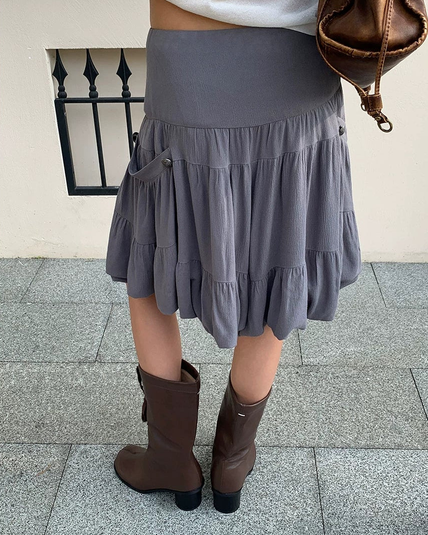 Vintage Button Bloom Midi Skirt
