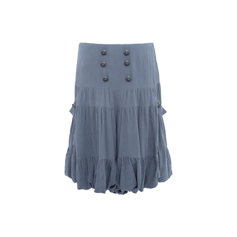 Vintage Button Bloom Midi Skirt