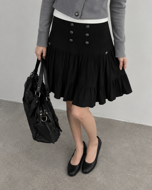 Vintage Button Bloom Midi Skirt