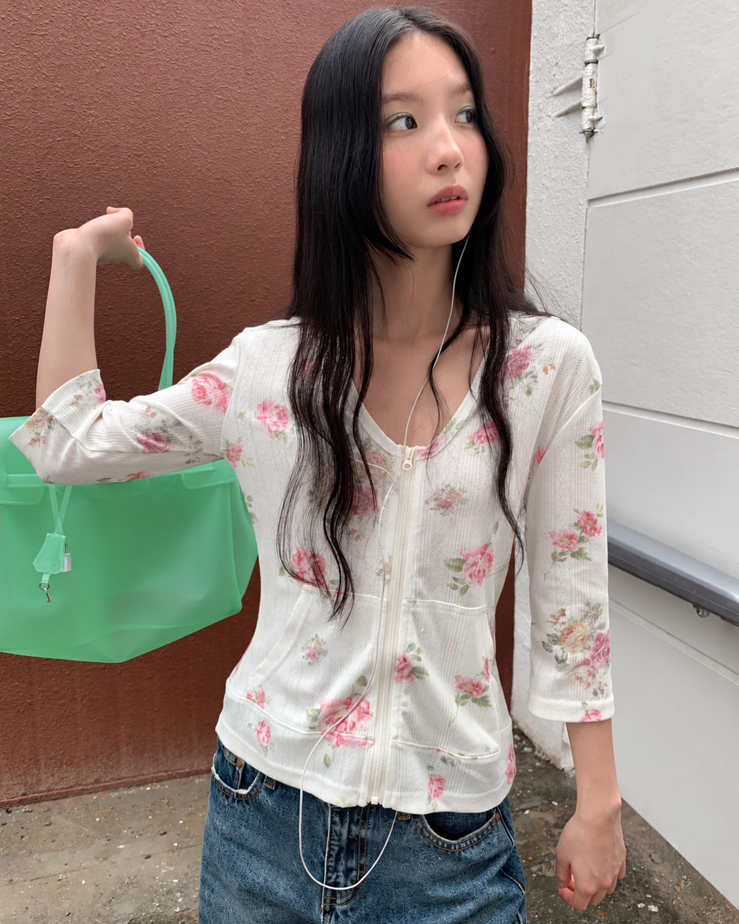 Vintage Floral Lightweight Hooded Cardigan