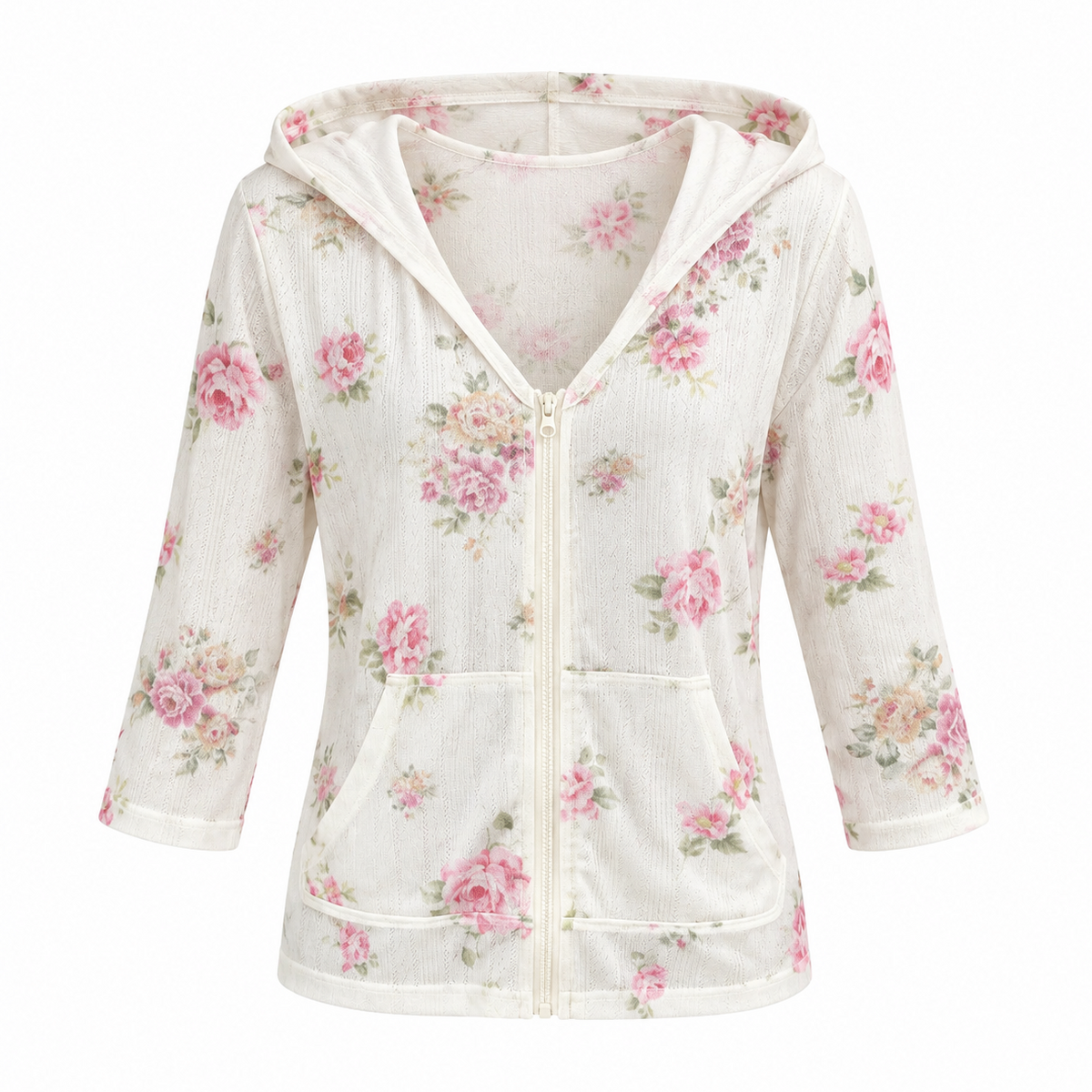 Vintage Floral Lightweight Hooded Cardigan