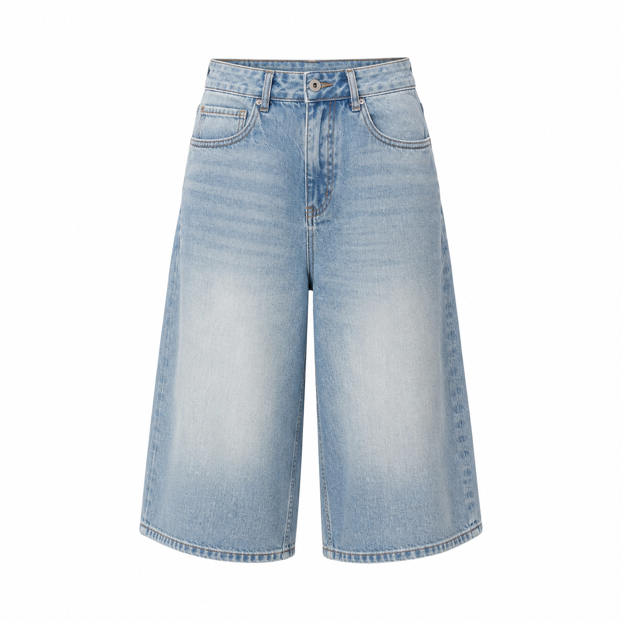 Elle | Vintage Wash Wide-Leg Denim Capri Jeans