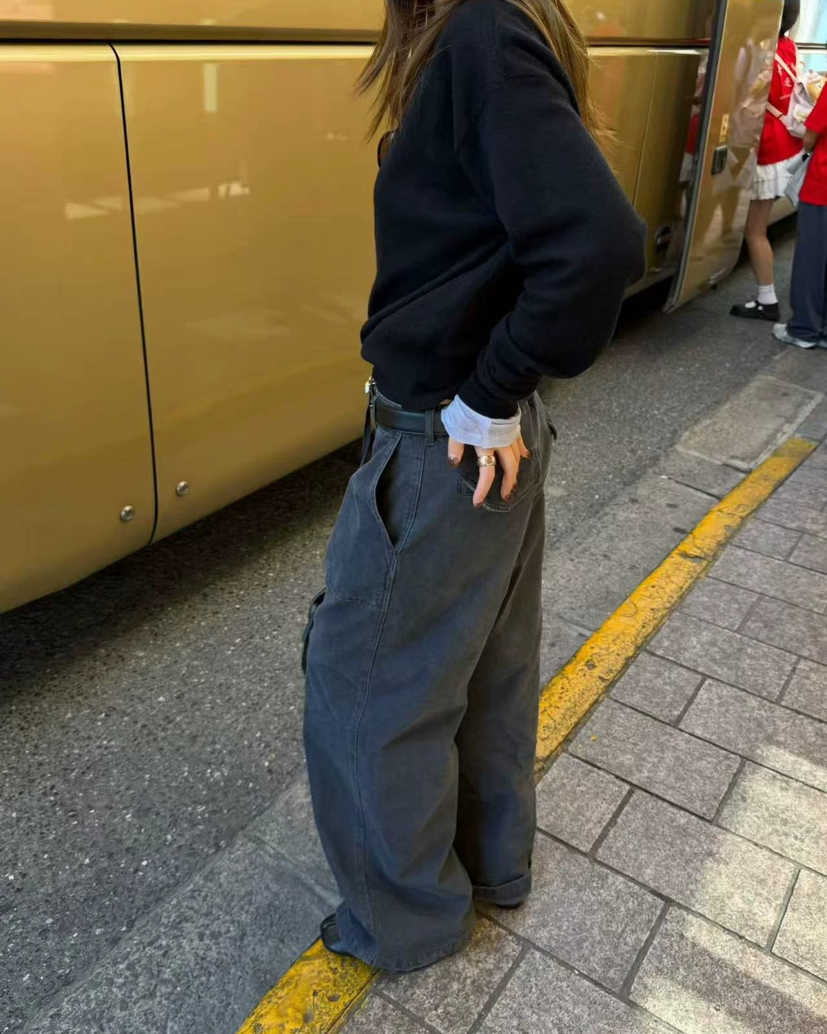 Washed Utility Wide-Leg Pants