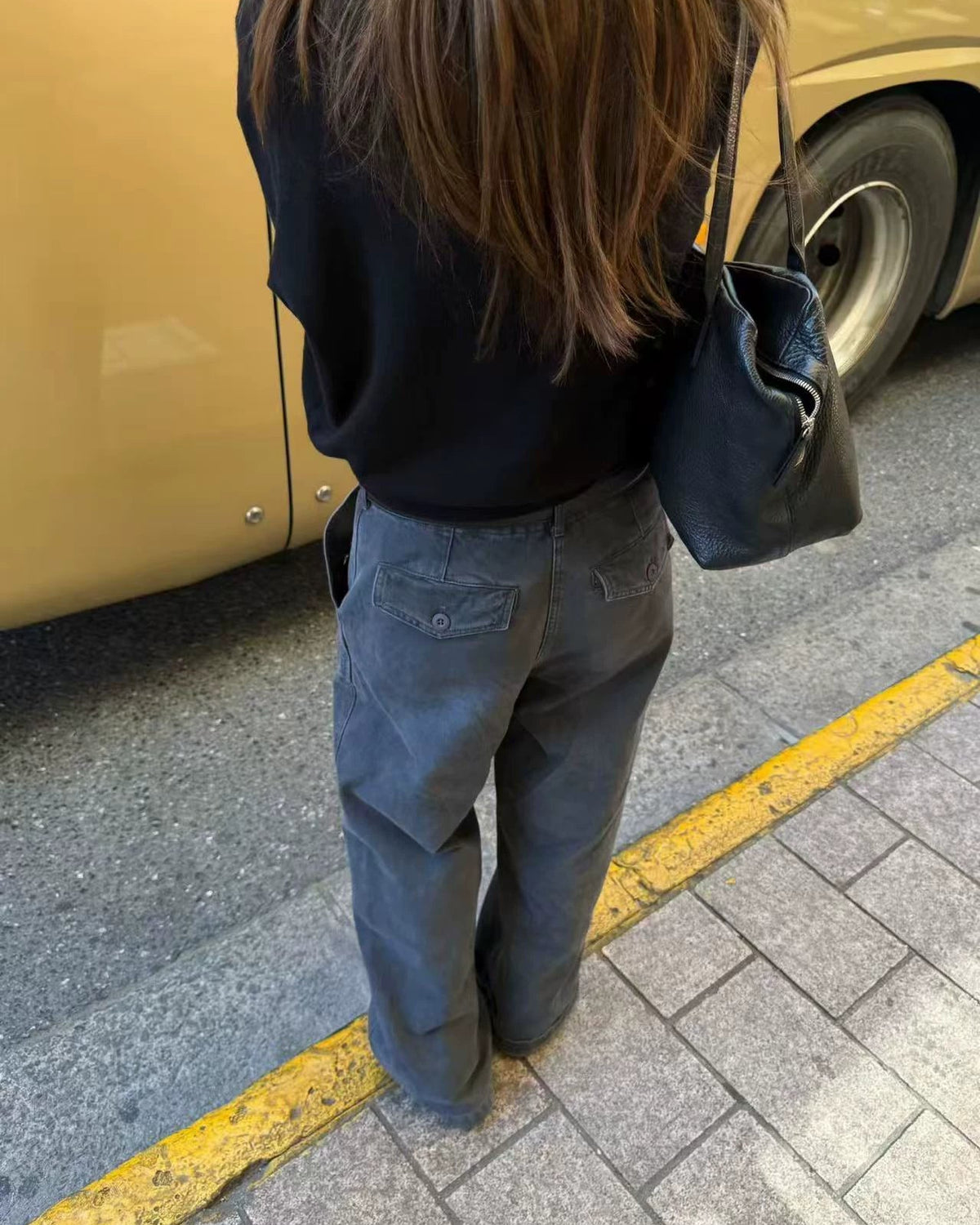 Washed Utility Wide-Leg Pants