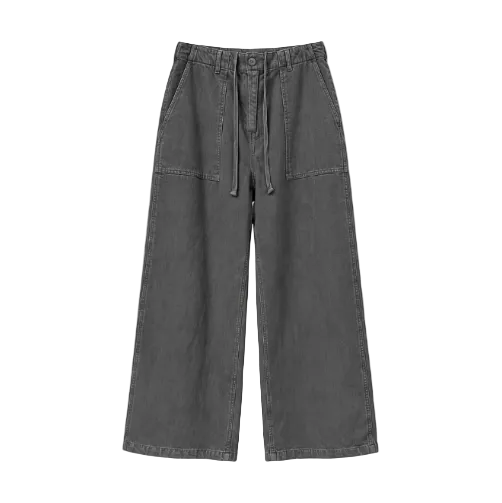 Washed Utility Wide-Leg Pants