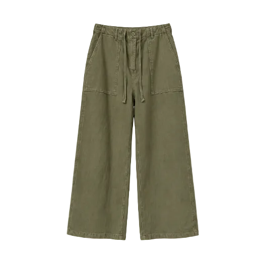 Washed Utility Wide-Leg Pants