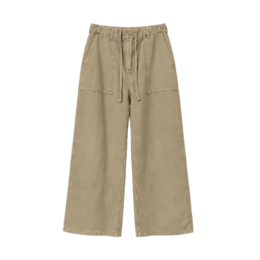 Washed Utility Wide-Leg Pants