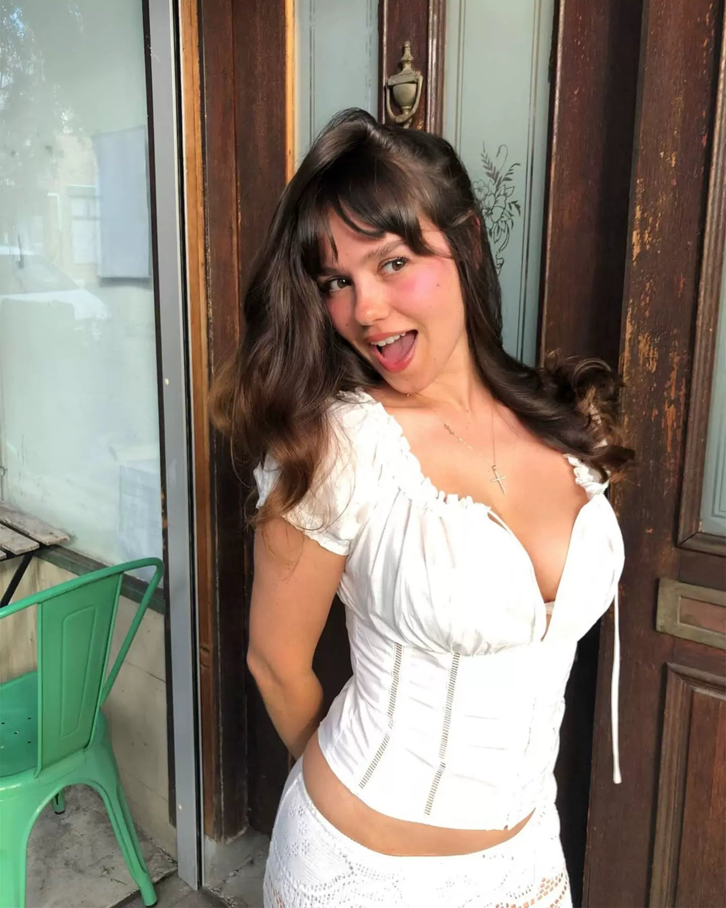 Elle | White Lace-Up Puff Sleeve Corset Blouse